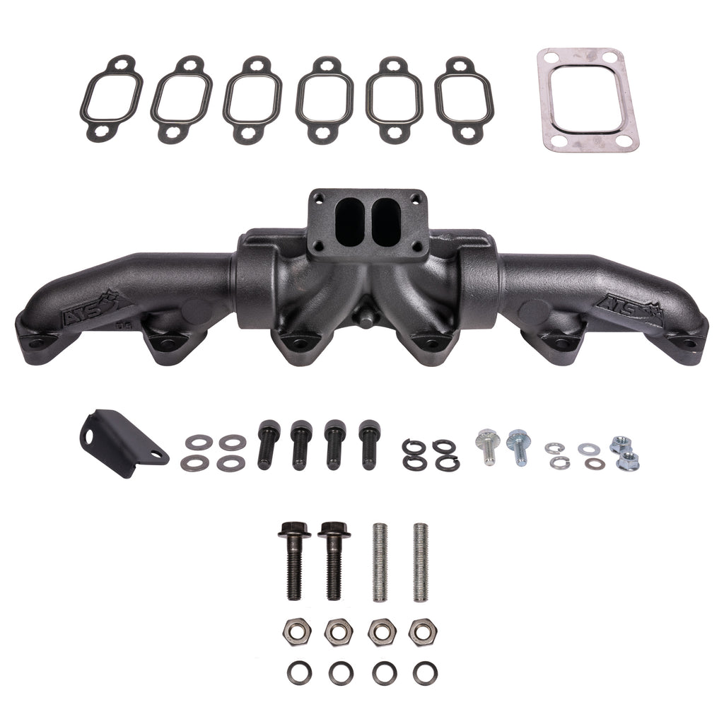 ATS Pulse Flow Exhaust Manifold Kit Fits 1994-Early 1998 5.9L 12V Cummins 3-Pc T3 With Gaskets Turbo Hardware