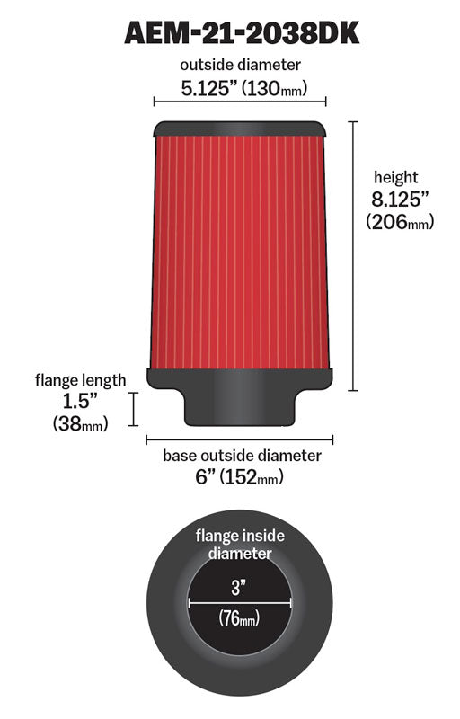 AEM Induction 21-2038DK AEM DryFlow Air Filter