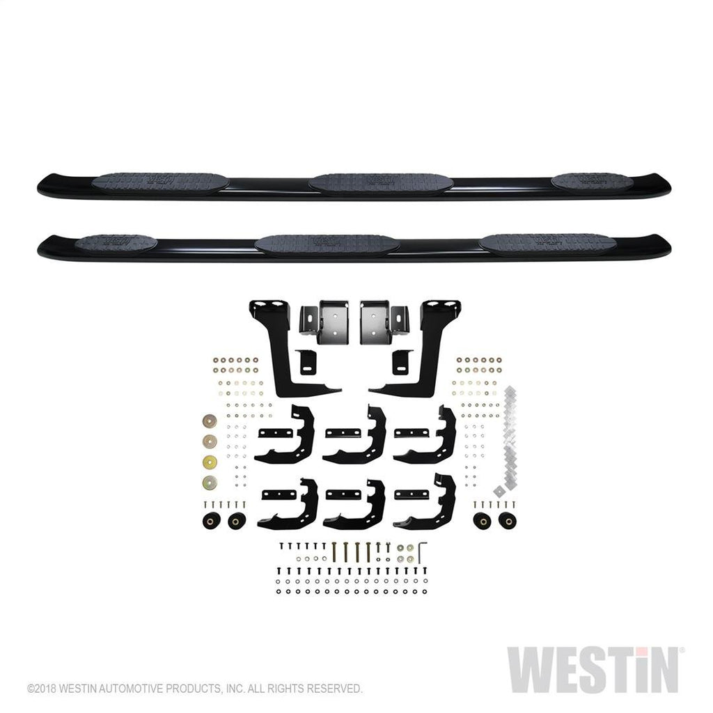 Westin 21-534725 PRO TRAXX 5 Oval Wheel to Wheel Nerf Step Bars; Black; w/Mount Kit;