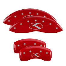 Load image into Gallery viewer, MGP Caliper Covers 21183SCRKRD Set of 4: Red finish, Silver Kia Logo (Circle K)