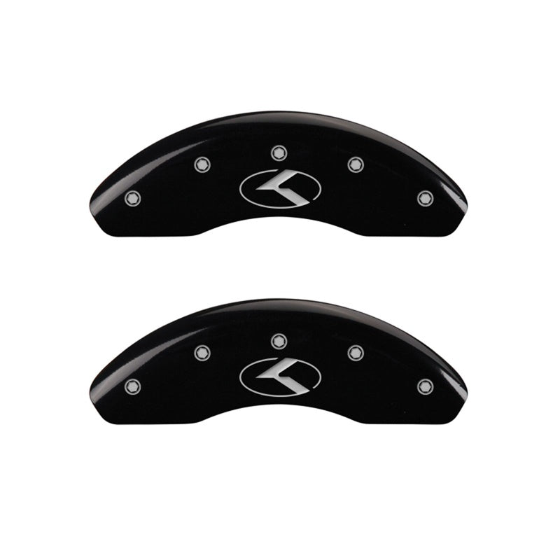 MGP Caliper Covers 21190FCRKBK Front Set of 2: Black finish, Silver Kia Logo (Circle K)