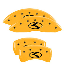 Load image into Gallery viewer, MGP Caliper Covers 21191SCRKYL Set of 4: Yellow finish, Black Kia Logo (Circle K)