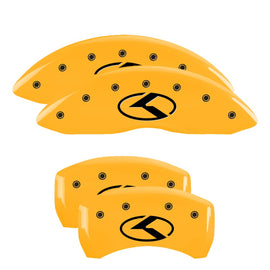 MGP Caliper Covers 21191SCRKYL Set of 4: Yellow finish, Black Kia Logo (Circle K)
