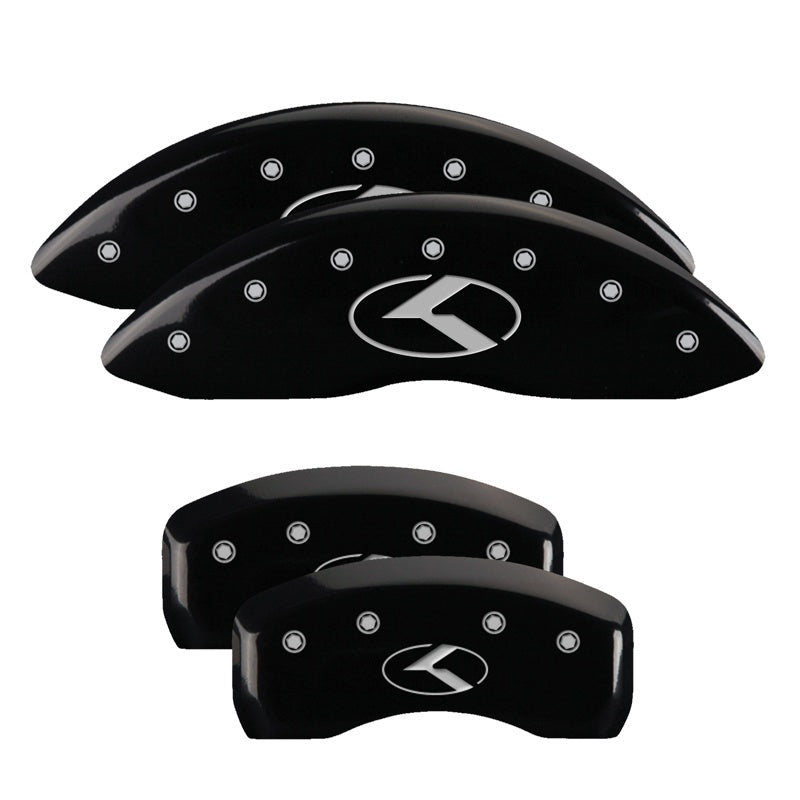 MGP Caliper Covers 21192SCRKBK Set of 4: Black finish, Silver Kia Logo (Circle K)