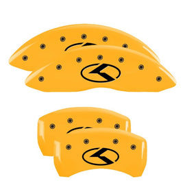 MGP Caliper Covers 21196SCRKYL Set of 4: Yellow finish, Black Kia Logo (Circle K)