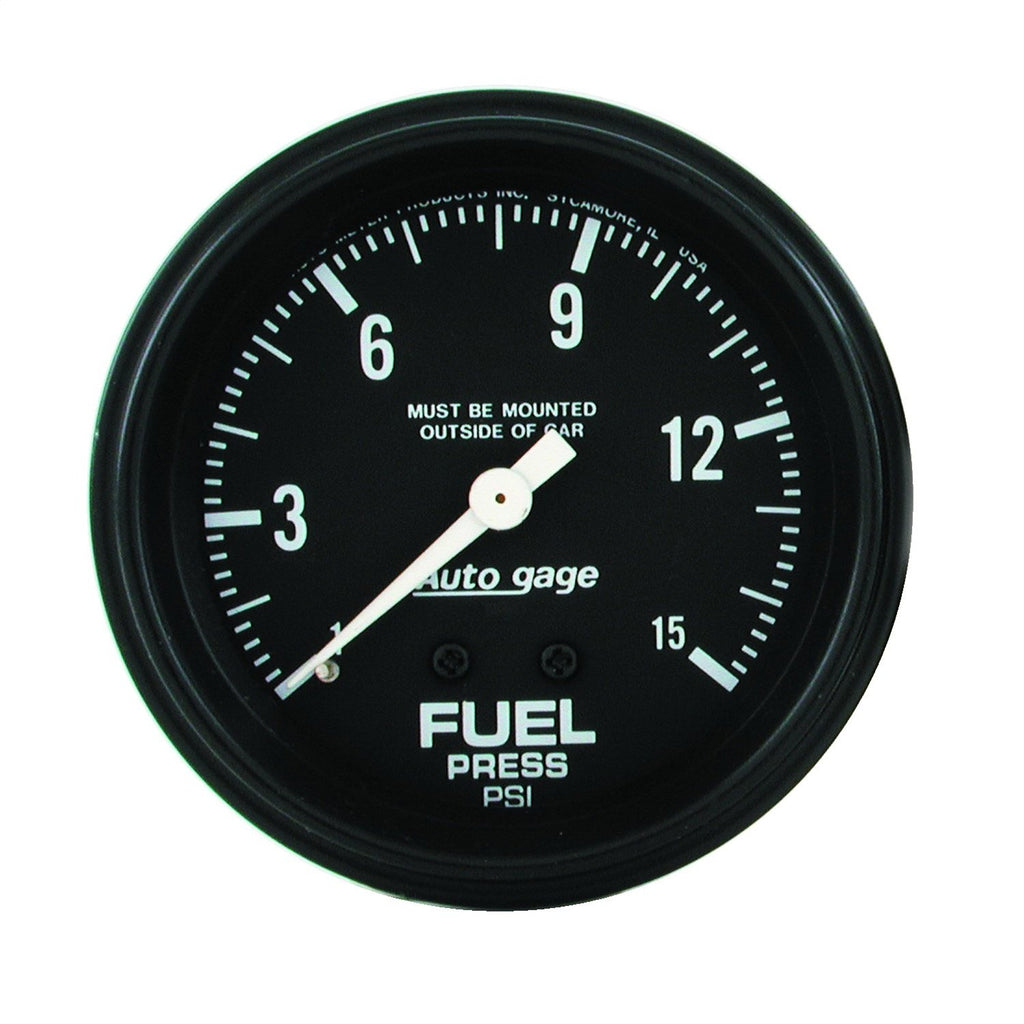 AutoMeter 2311 GAUGE, FUEL PRESSURE, 2 5/8" 0-15PSI, MECHANICAL, BLACK, AUTOGAGE