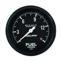 Load image into Gallery viewer, AutoMeter 2311 GAUGE, FUEL PRESSURE, 2 5/8" 0-15PSI, MECHANICAL, BLACK, AUTOGAGE