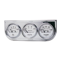 Load image into Gallery viewer, AutoMeter 2325 GAUGE CONSOLE,OILP/WTMP/VOLT,2",100PSI/280 Degrees F/16V,WHT DIAL,CHROME BZL,AG