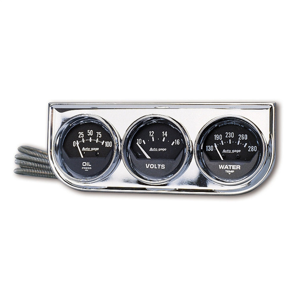 AutoMeter 2349 GAUGE CONSOLE,OILP/WTMP/VOLT,2",100PSI/280 Degrees F/16V,BLK DIAL,CHROME BZL,AG
