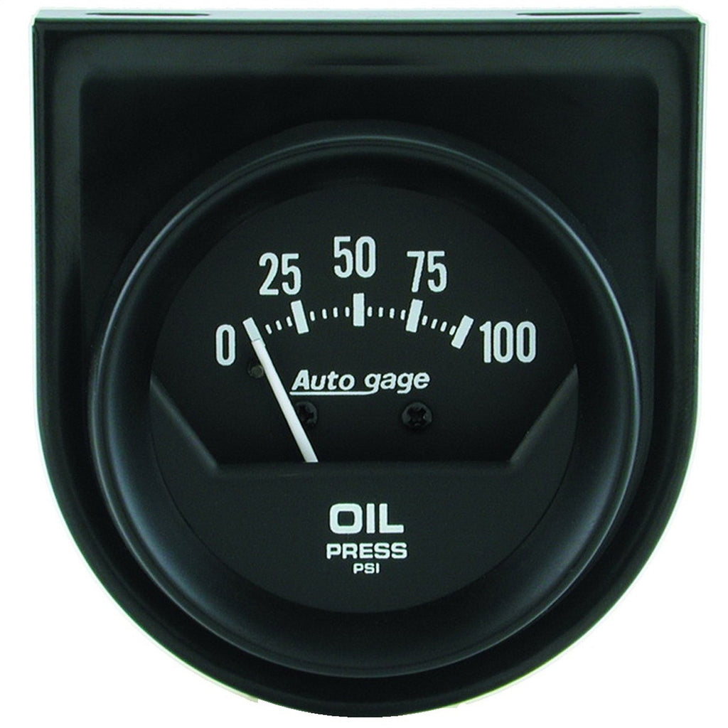 AutoMeter 2360 GAUGE CONSOLE, OIL PRESS, 2" , 100PSI, MECH, SHORT SWEEP, BLACK, AUTOGAGE