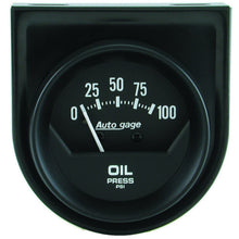 Load image into Gallery viewer, AutoMeter 2360 GAUGE CONSOLE, OIL PRESS, 2" , 100PSI, MECH, SHORT SWEEP, BLACK, AUTOGAGE