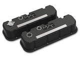 Holley 241-152 Cast Aluminum Tall M/T Valve Cover for BBC Engines, Satin Black Machined Finish