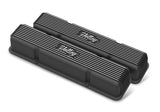 Holley 241-245 Valve Covers - Vintage Series - Finned - SBC - Satin Black Machined
