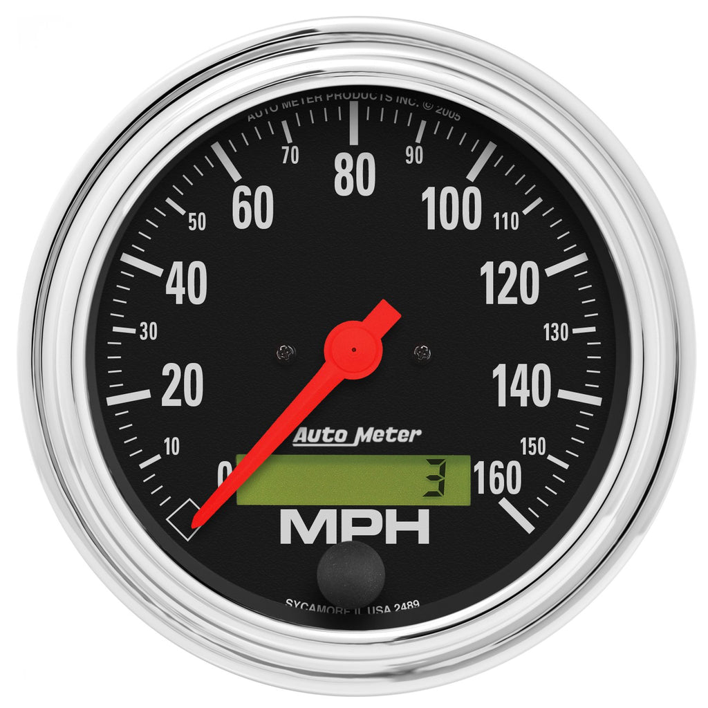 AutoMeter 2489 Traditional incandescent lighting illuminates around the perimeter of the dial