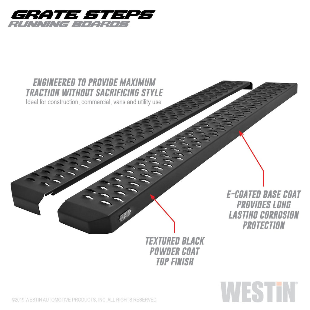 Westin 27-74735 Grate Steps Running Boards; Textured Black; 79 in.; Mount Kit Not Included;