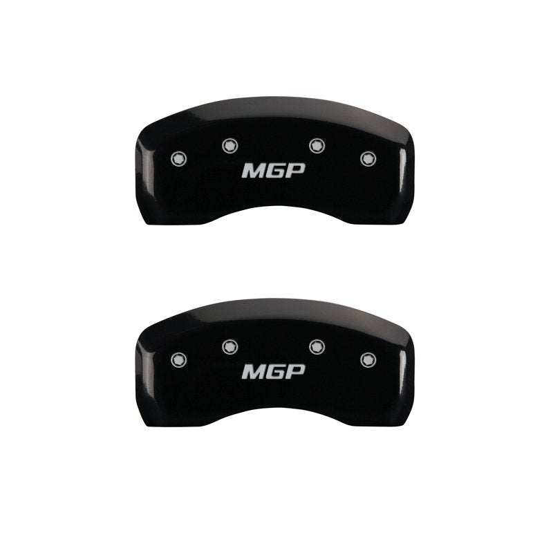 MGP Caliper Covers 28171SMGPBK Set of 4: Black finish, Silver MGP