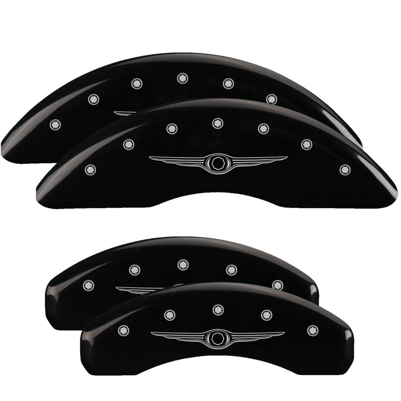 MGP Caliper Covers 32002SCW1BK Set of 4: Black finish, Silver Chrysler Wing Style 1
