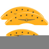 MGP Caliper Covers 32002SCW1YL Set of 4: Yellow finish, Black Chrysler Wing Style 1