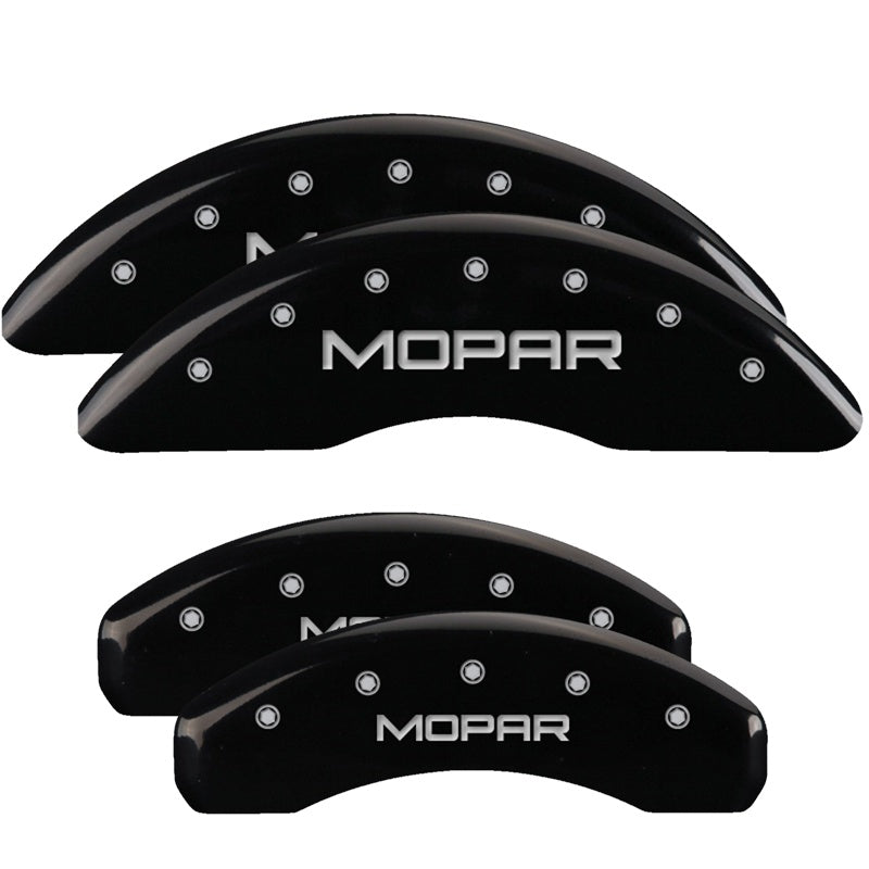 MGP Caliper Covers 32002SMOPBK Set of 4: Black finish, Silver MOPAR