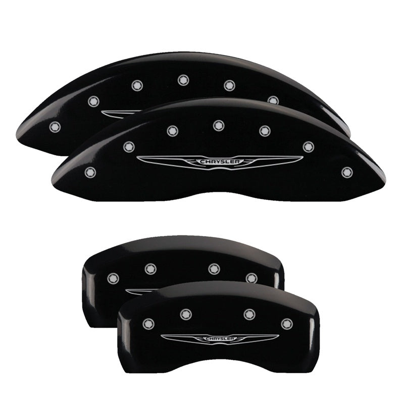 MGP Caliper Covers 32003SCW2BK Set of 4: Black finish, Silver Chrysler Wing Style 2