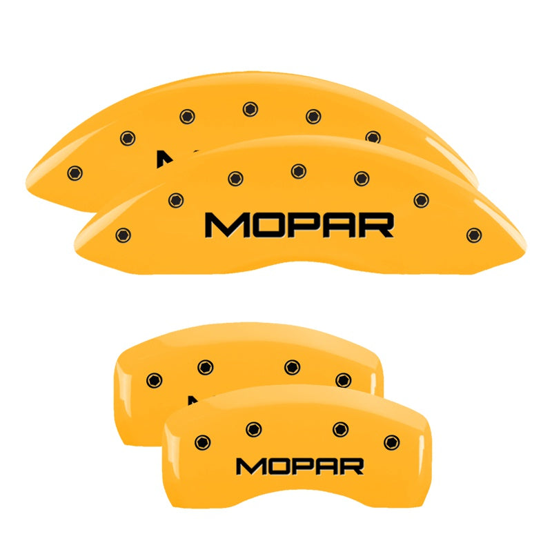 MGP Caliper Covers 32003SMOPYL Set of 4: Yellow finish, Black MOPAR