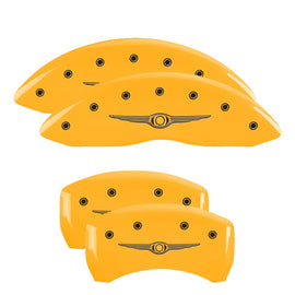 MGP Caliper Covers 32004SCW1YL Set of 4: Yellow finish, Black Chrysler Wing Style 1