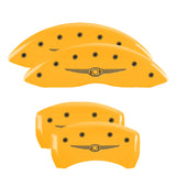 MGP Caliper Covers 32004SCW1YL Set of 4: Yellow finish, Black Chrysler Wing Style 1