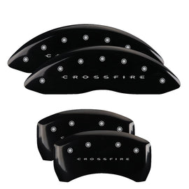 MGP Caliper Covers 32010SCRFBK Set of 4: Black finish, Silver Crossfire