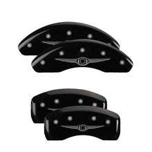 Load image into Gallery viewer, MGP Caliper Covers 32013SCW1BK Set of 4: Black finish, Silver Chrysler Wing Style 1