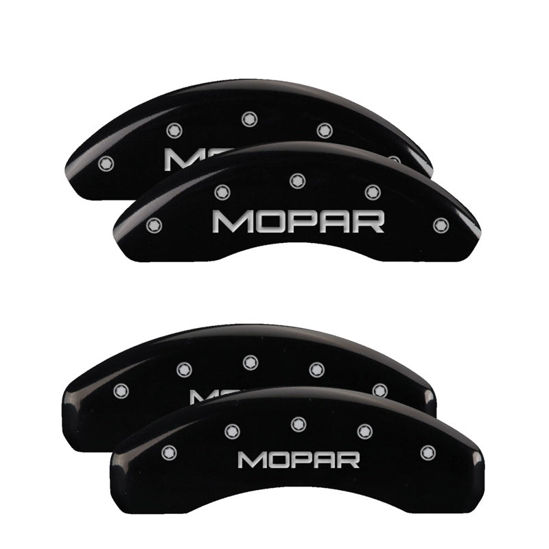 MGP Caliper Covers 32014SMOPBK Set of 4: Black finish, Silver MOPAR