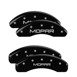 MGP Caliper Covers 32014SMOPBK Set of 4: Black finish, Silver MOPAR