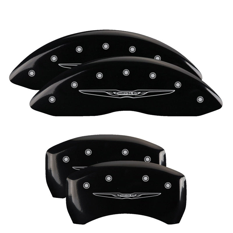 MGP Caliper Covers 32020SCW2BK Set of 4: Black finish, Silver Chrysler Wing Style 2