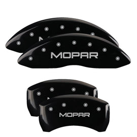 MGP Caliper Covers 32020SMOPBK Set of 4: Black finish, Silver MOPAR