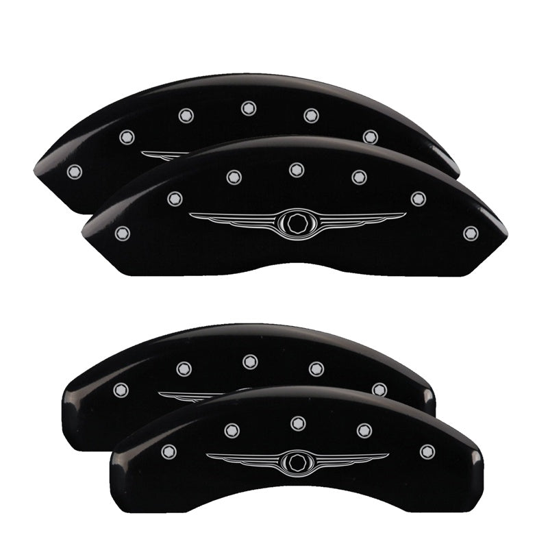 MGP Caliper Covers 32021SCW1BK Set of 4: Black finish, Silver Chrysler Wing Style 1