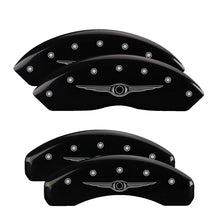 Load image into Gallery viewer, MGP Caliper Covers 32021SCW1BK Set of 4: Black finish, Silver Chrysler Wing Style 1