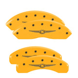 MGP Caliper Covers 32021SCW1YL Set of 4: Yellow finish, Black Chrysler Wing Style 1