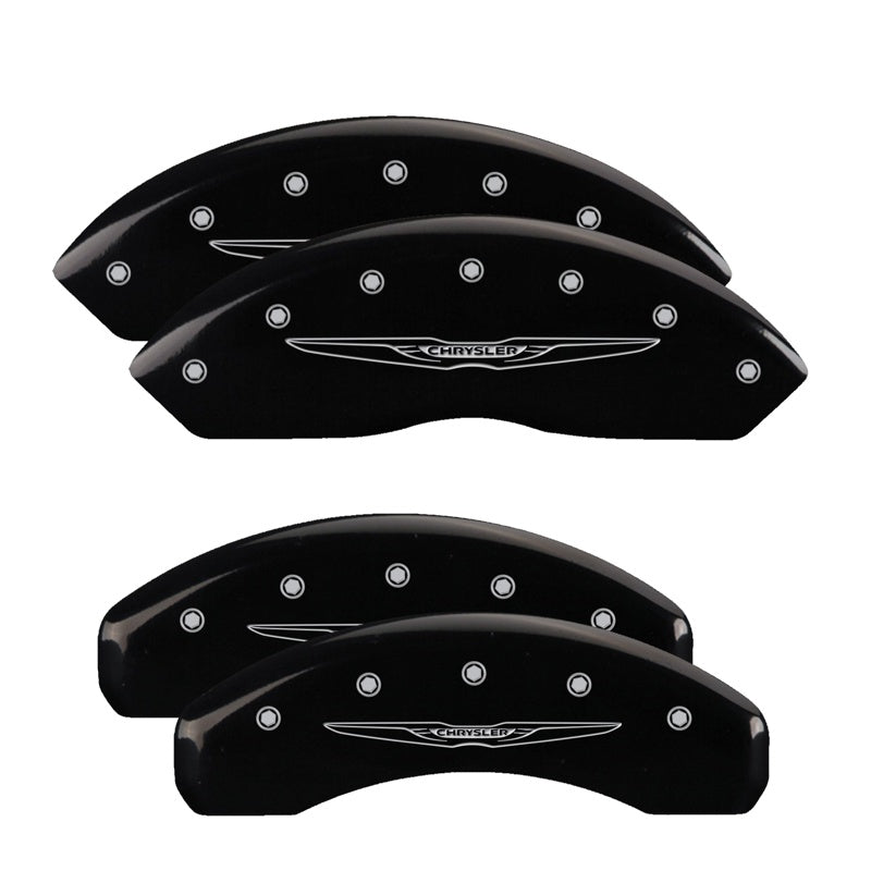 MGP Caliper Covers 32021SCW2BK Set of 4: Black finish, Silver Chrysler Wing Style 2