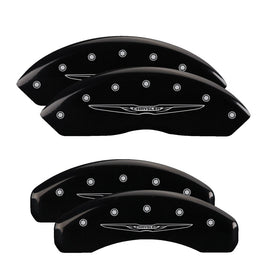 MGP Caliper Covers 32021SCW2BK Set of 4: Black finish, Silver Chrysler Wing Style 2