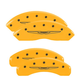 MGP Caliper Covers 32021SCW2YL Set of 4: Yellow finish, Black Chrysler Wing Style 2