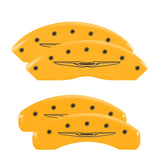 MGP Caliper Covers 32021SCW2YL Set of 4: Yellow finish, Black Chrysler Wing Style 2