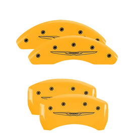 MGP Caliper Covers 32022SCW2YL Set of 4: Yellow finish, Black Chrysler Wing Style 2