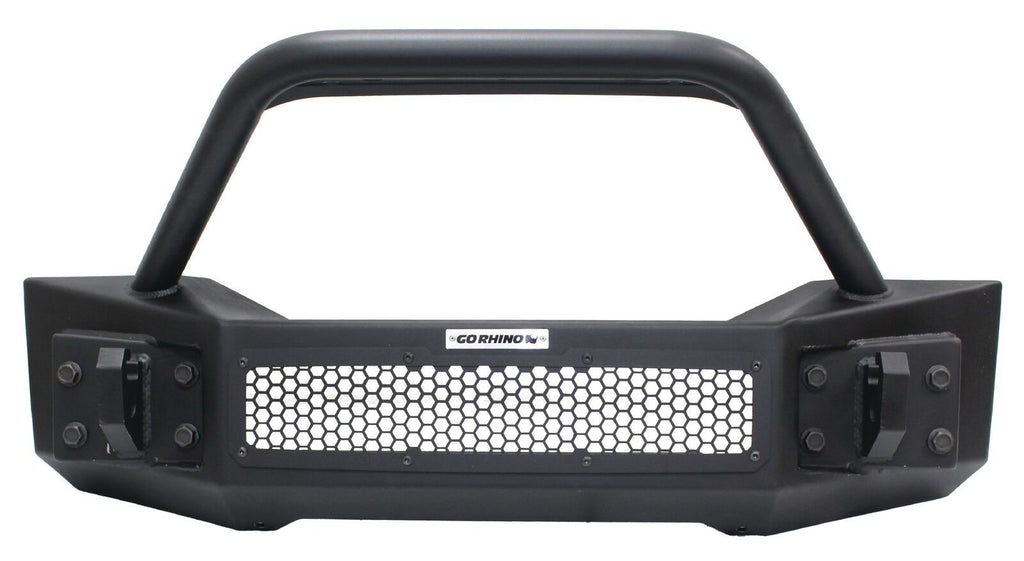 Go Rhino 331101T Rockline Winch-Ready Front Stubby Bumper With Overrider For Jeep