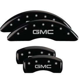 MGP Caliper Covers 34001SGMCBK Set of 4: Black finish, Silver GMC