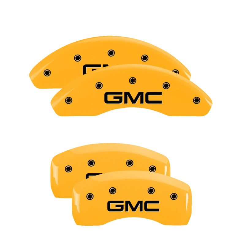 MGP Caliper Covers 34002SGMCYL Set of 4: Yellow finish, Black GMC