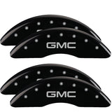 MGP Caliper Covers 34003SGMCBK Set of 4: Black finish, Silver GMC