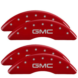 MGP Caliper Covers 34003SGMCRD Set of 4: Red finish, Silver GMC