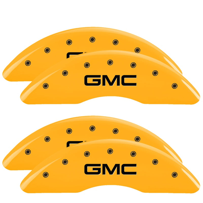 MGP Caliper Covers 34003SGMCYL Set of 4: Yellow finish, Black GMC
