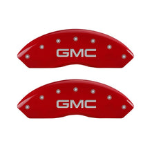 Load image into Gallery viewer, MGP Caliper Covers 34012FGMCRD Front Set of 2: Red finish, Silver GMC
