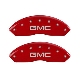 MGP Caliper Covers 34012FGMCRD Front Set of 2: Red finish, Silver GMC
