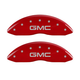 MGP Caliper Covers 34207FGMCRD Front Set of 2: Red finish, Silver GMC